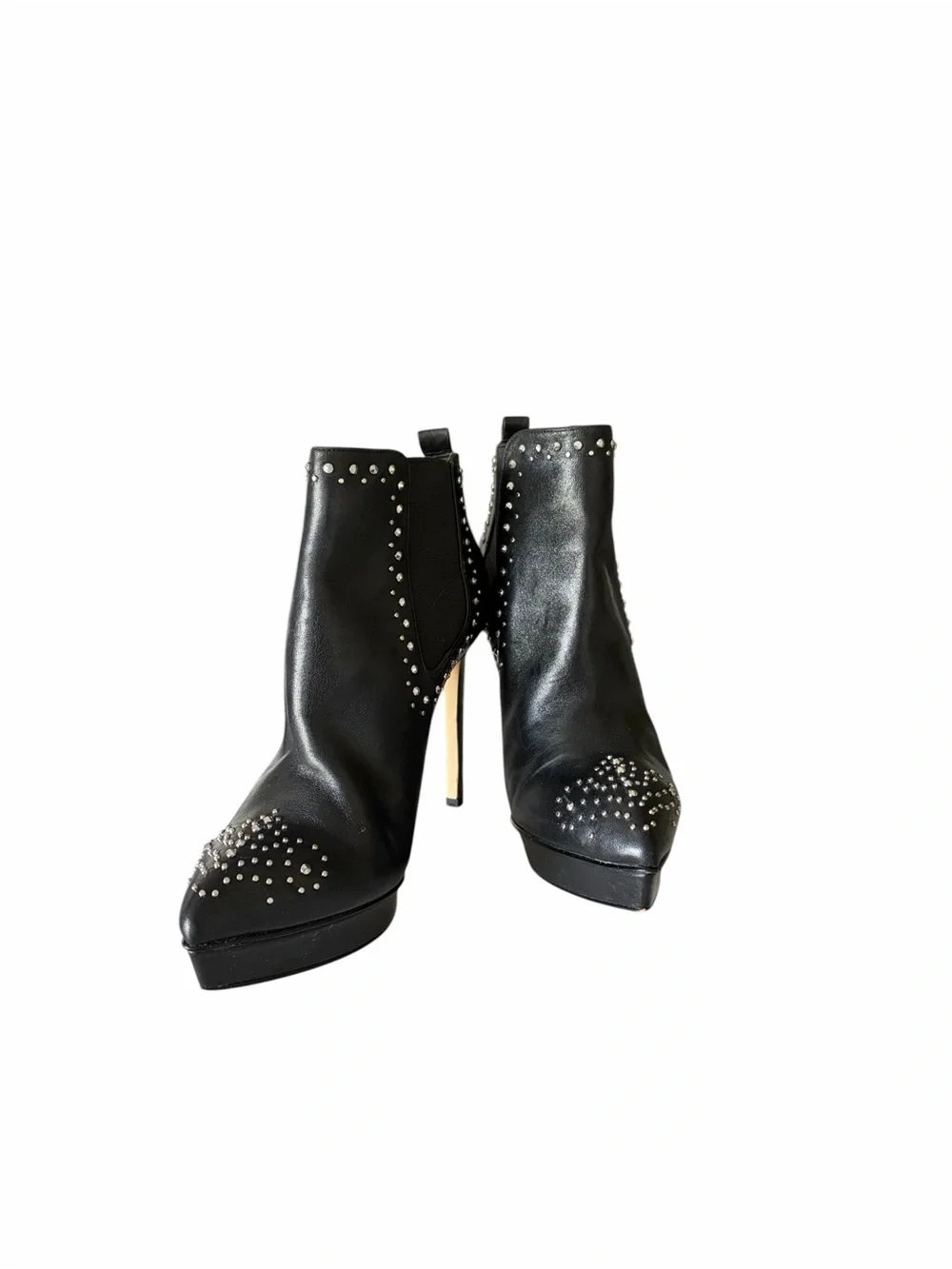Michael Kors Studded Black Leather Platform Ankle Boots Size 8M